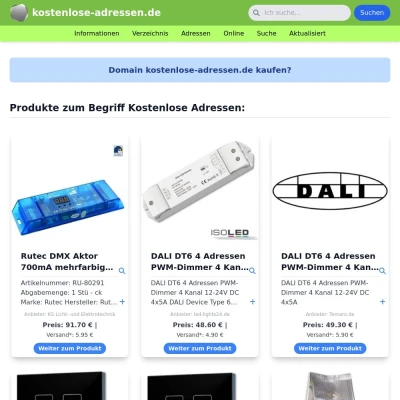 Screenshot kostenlose-adressen.de
