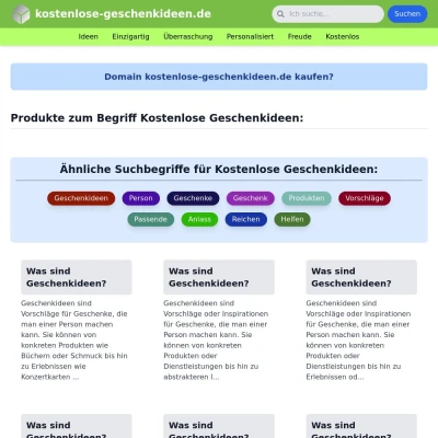 Screenshot kostenlose-geschenkideen.de