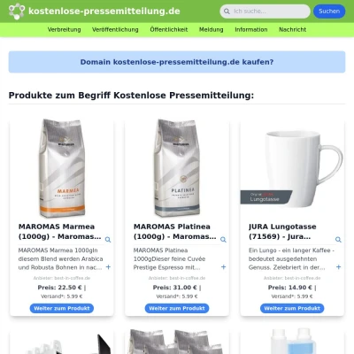 Screenshot kostenlose-pressemitteilung.de