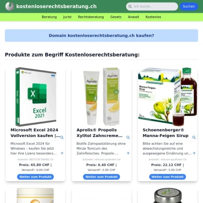 Screenshot kostenloserechtsberatung.ch