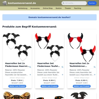 Screenshot kostuemeversand.de