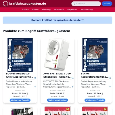 Screenshot kraftfahrzeugkosten.de