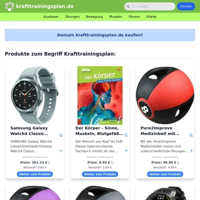 Screenshot krafttrainingsplan.de