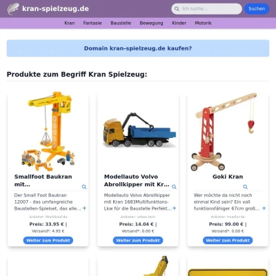 Screenshot kran-spielzeug.de