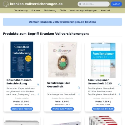 Screenshot kranken-vollversicherungen.de