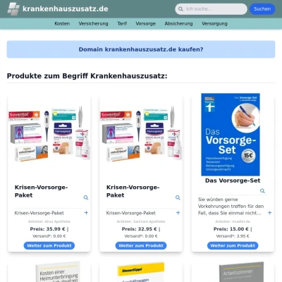 Screenshot krankenhauszusatz.de