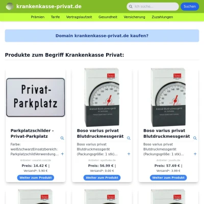 Screenshot krankenkasse-privat.de