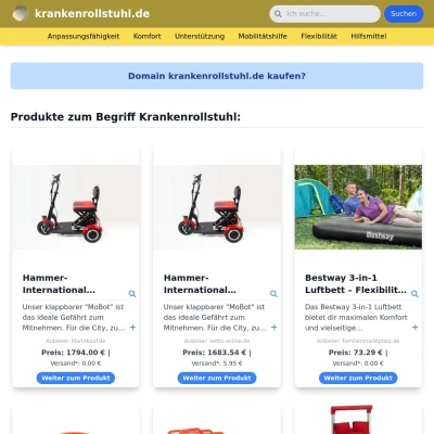 Screenshot krankenrollstuhl.de