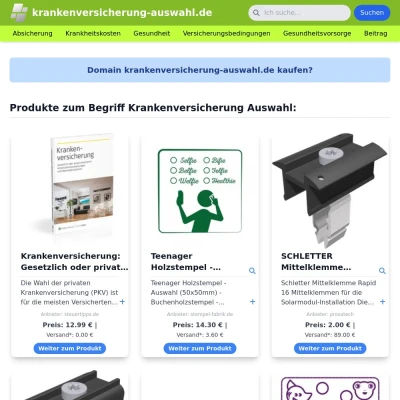 Screenshot krankenversicherung-auswahl.de