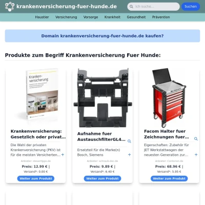 Screenshot krankenversicherung-fuer-hunde.de