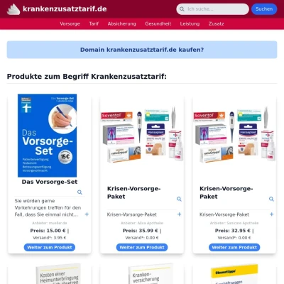 Screenshot krankenzusatztarif.de