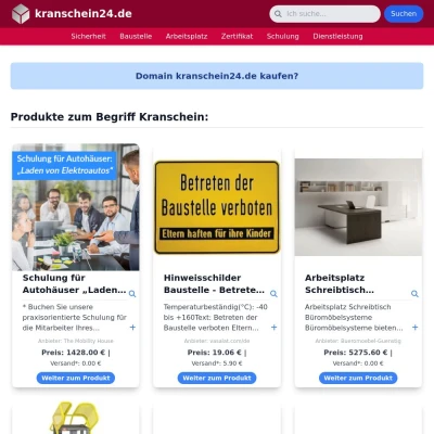 Screenshot kranschein24.de