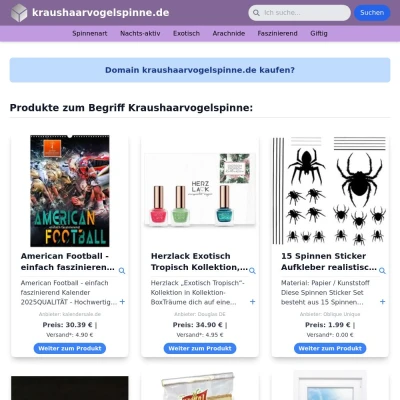 Screenshot kraushaarvogelspinne.de