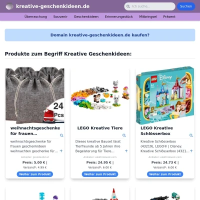 Screenshot kreative-geschenkideen.de