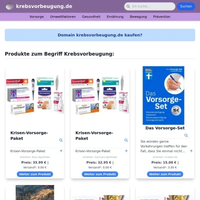 Screenshot krebsvorbeugung.de