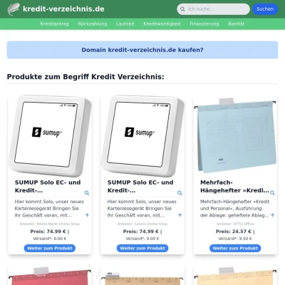 Screenshot kredit-verzeichnis.de