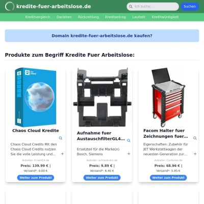 Screenshot kredite-fuer-arbeitslose.de