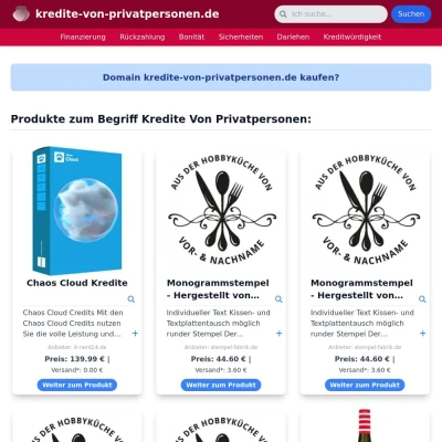 Screenshot kredite-von-privatpersonen.de