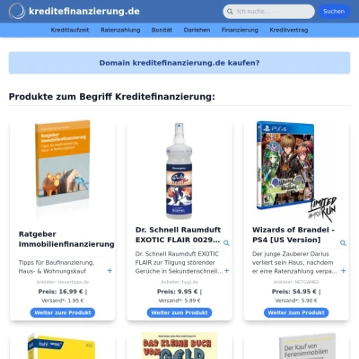 Screenshot kreditefinanzierung.de