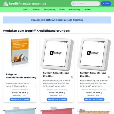 Screenshot kreditfinanzierungen.de