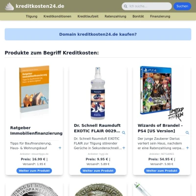 Screenshot kreditkosten24.de