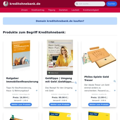 Screenshot kreditohnebank.de