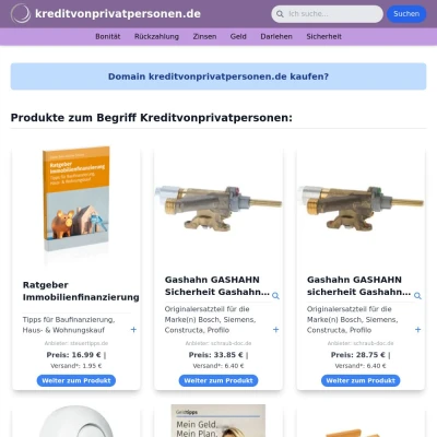 Screenshot kreditvonprivatpersonen.de