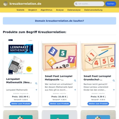 Screenshot kreuzkorrelation.de