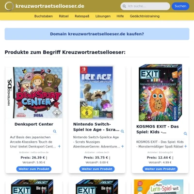 Screenshot kreuzwortraetselloeser.de