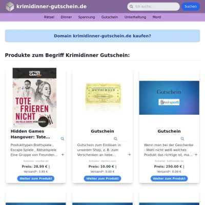 Screenshot krimidinner-gutschein.de