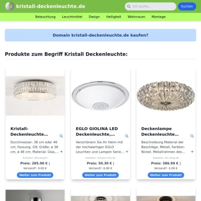 Screenshot kristall-deckenleuchte.de