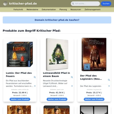 Screenshot kritischer-pfad.de