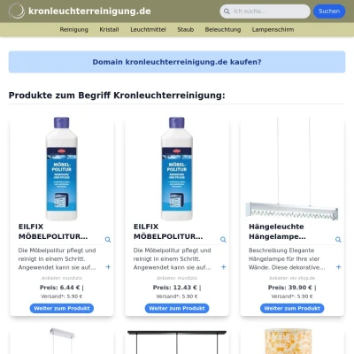 Screenshot kronleuchterreinigung.de