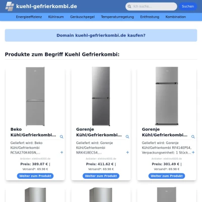 Screenshot kuehl-gefrierkombi.de