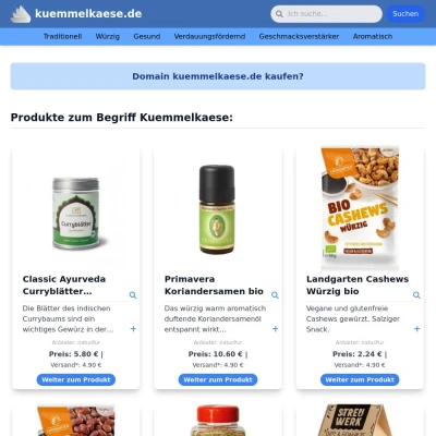 Screenshot kuemmelkaese.de