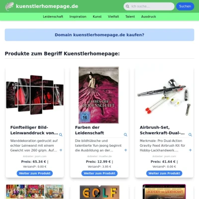 Screenshot kuenstlerhomepage.de