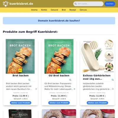 Screenshot kuerbisbrot.de