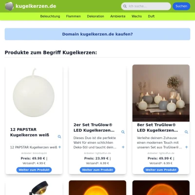 Screenshot kugelkerzen.de