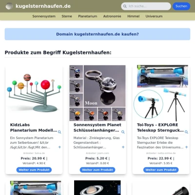 Screenshot kugelsternhaufen.de