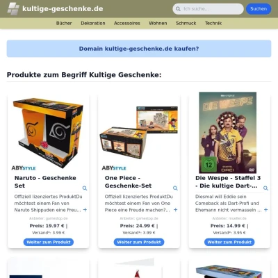 Screenshot kultige-geschenke.de