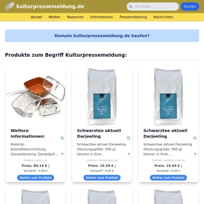 Screenshot kulturpressemeldung.de