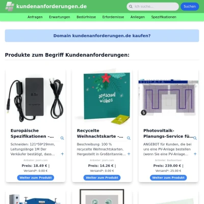 Screenshot kundenanforderungen.de