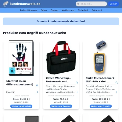 Screenshot kundenausweis.de