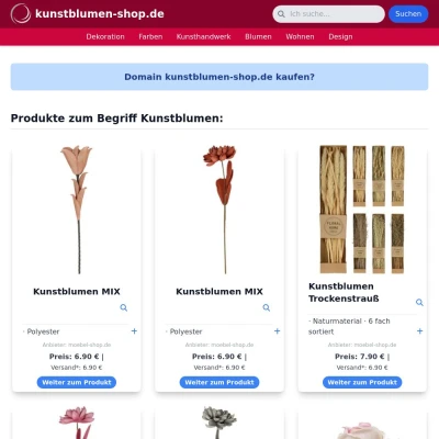 Screenshot kunstblumen-shop.de