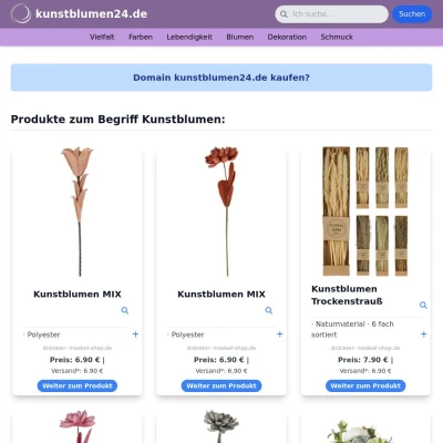 Screenshot kunstblumen24.de