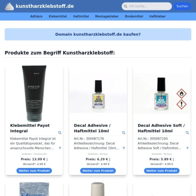 Screenshot kunstharzklebstoff.de