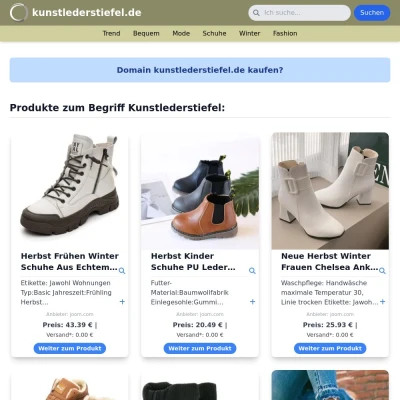 Screenshot kunstlederstiefel.de