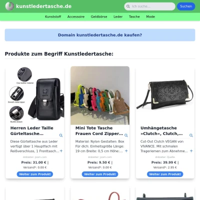 Screenshot kunstledertasche.de