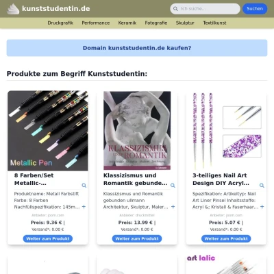 Screenshot kunststudentin.de