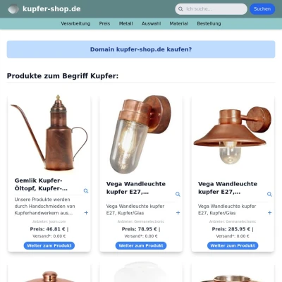 Screenshot kupfer-shop.de